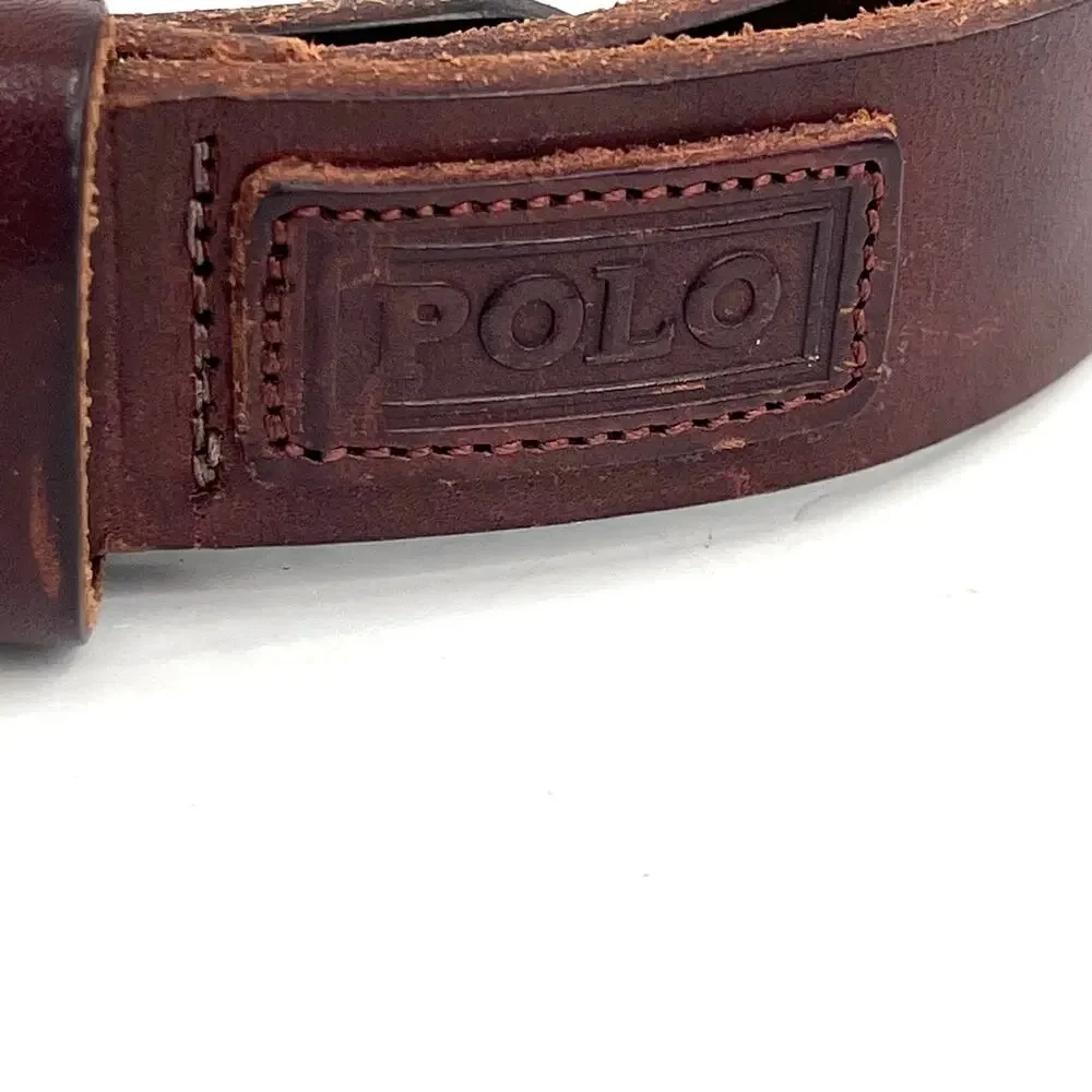 Polo by Ralph Lauren men’s leather golden  square buckle belt